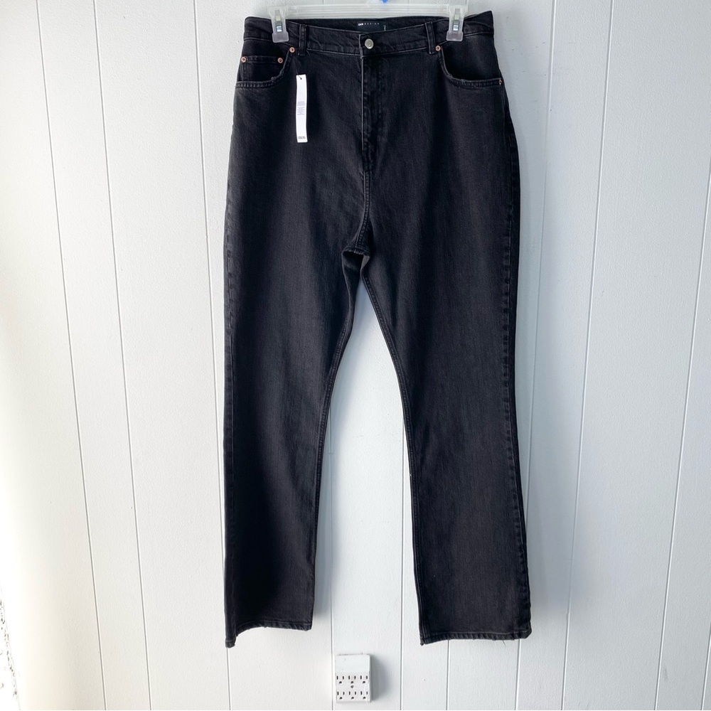ASOS Design Straight Jeans‎ Women's 36x36 Black High Rise 5-Pocket Charcoal Wash